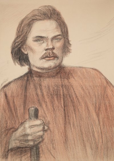 Porträt des Autors Maxim Gorki, 1868-1939, 1905 von Théophile Alexandre Steinlen
