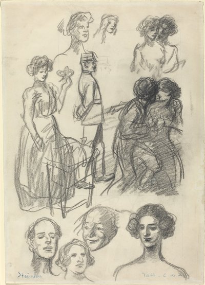 Skizzen für Liebende auf einer Bank von Théophile Alexandre Steinlen