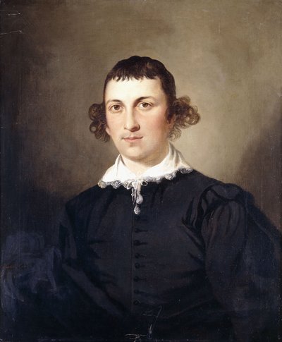 Porträt eines Gentlemans, wahrscheinlich Mr. Lyte, in schwarzem Van-Dyke-Kostüm, 1769 von Tilly Kettle