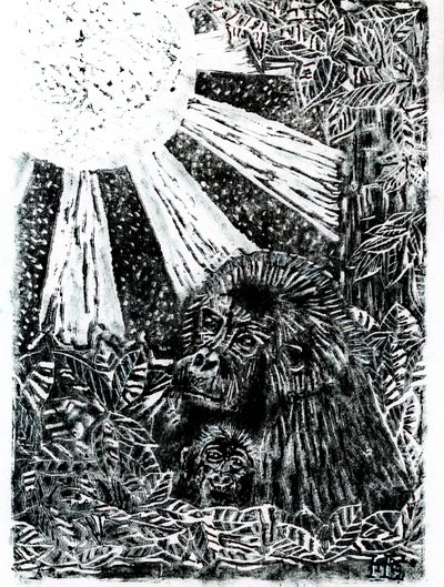 Gorillafamilie im Dschungel von Tim Hoinkis