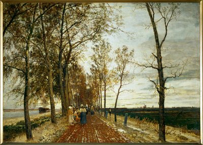 Allee bei Amsterdam - Straße mit Bäumen nahe Amsterdam von Tina Blau