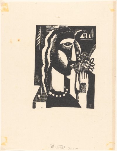 Frau mit Blumen in der Hand von Tinus van Doorn