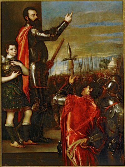 Der Marquis von Vasto spricht zu seinen Soldaten von Titian (c.1488-1576)