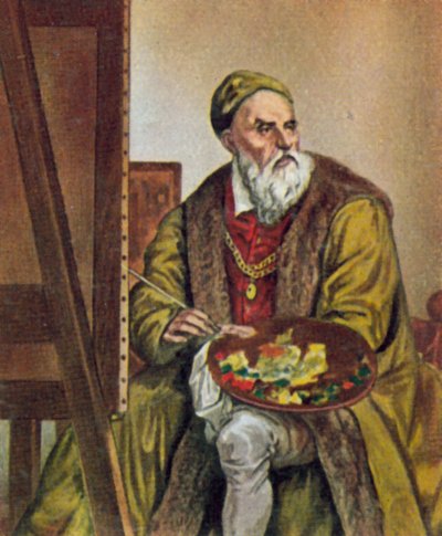 Tizian, italienischer Künstler (Farblithographie) von Titian (c.1488 1576) (after)