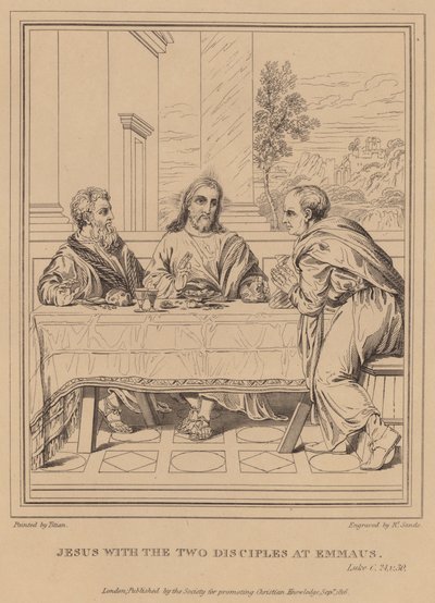 Jesus mit den zwei Jüngern in Emmaus, Lukas von Tiziano Vecelli