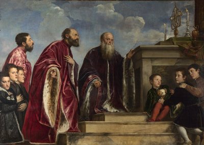 Die Familie Vendramin, die ein Relikt des wahren Kreuzes verehrt von Tiziano Vecelli