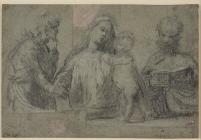 Halbfiguren einer Madonna und eines Kindes, flankiert von den Heiligen Johannes dem Täufer und Petrus von Tizian