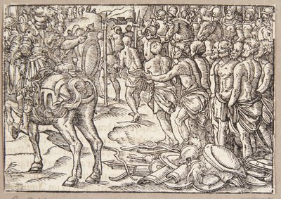 Cincinnatus befiehlt den Aequiern, unter dem Joch hindurchzugehen von Tobias Stimmer
