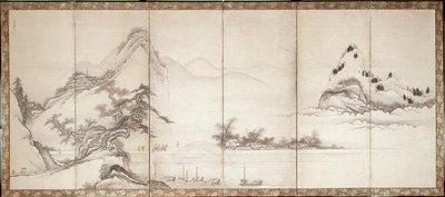 Reisende auf einer Brücke am See, ca. 1700 von Toetsu Toetsu