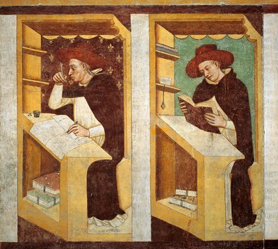 Dominikanermönche, Detail aus dem Zyklus der vierzig berühmten Mitglieder des Dominikanerordens von Tomaso da (late 15th century) Modena