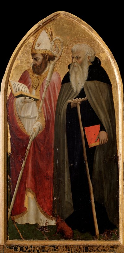 San Giovenale Triptychon: Rechtes Panel mit dem Heiligen Antonius dem Großen und dem Heiligen Juvenal von Tommaso Masaccio