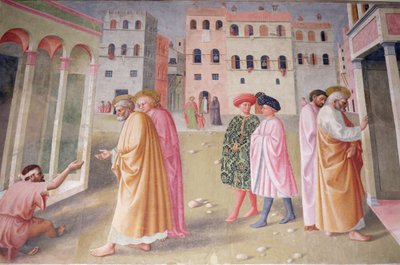 Heilung des Gelähmten und Auferweckung der Tabitha von Tommaso Masolino da Panicale