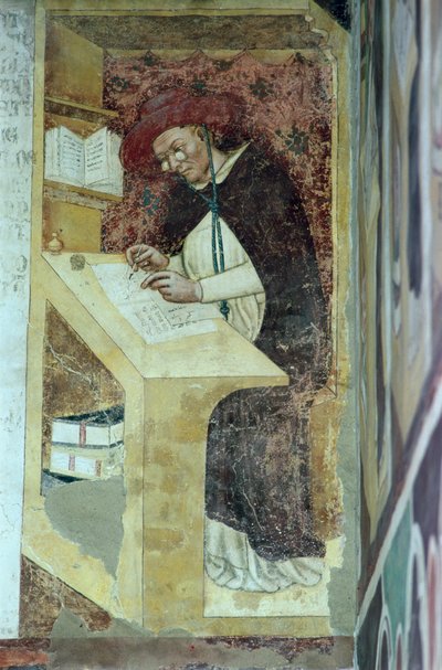 Hugues de Provence an seinem Schreibtisch, aus dem Zyklus "Vierzig berühmte Mitglieder des Dominikanerordens" im Kapitelsaal 1342 von Tommaso da Modena