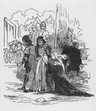 Soldaten schleppen eine weibliche Gefangene weg, Illustration zu 
