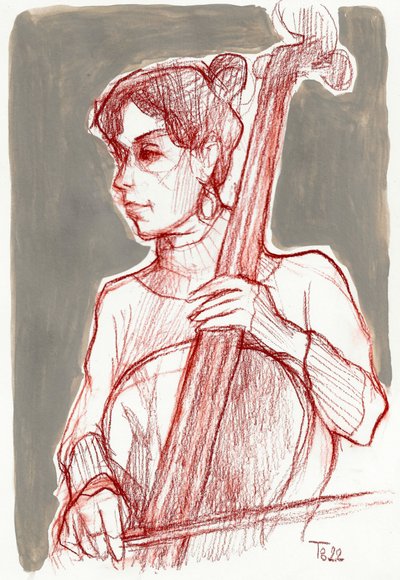 Fokussierter Cellospieler von Tore Bahnson
