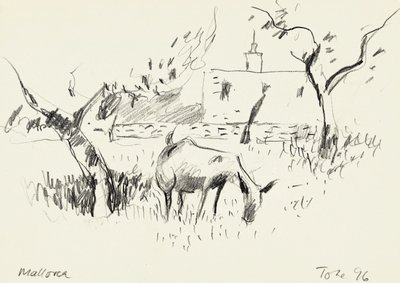 Weidende Ziege Skizze von Tore Bahnson