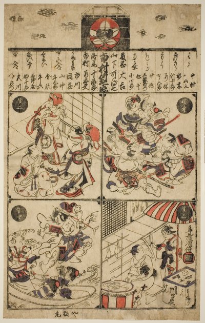 Ein Plakat für das Ichimura-Theater (Ichimuraza tsuji banzuke) von Torii Kiyomasu II