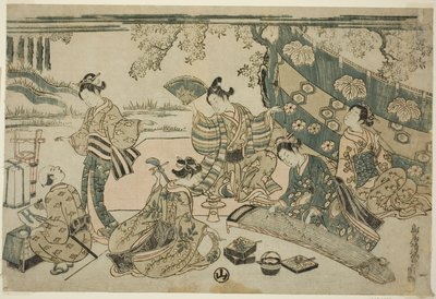 Ein Picknick unter Kirschbäumen von Torii Kiyomitsu I