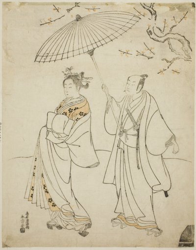 Die Schauspieler Ichikawa Komazo I (L) und Nakamura Matsue I (R) von Torii Kiyomitsu I