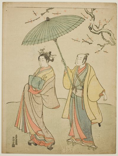 Die Schauspieler Ichikawa Komazo I (links) und Nakamura Matsue I (rechts) von Torii Kiyomitsu I