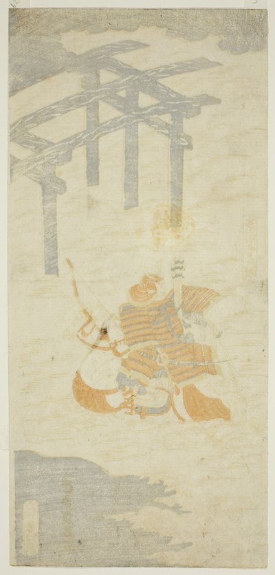 Der Krieger Sasaki Shiro Takatsuna überquert den Uji-Fluss zu Pferd von Torii Kiyomitsu I