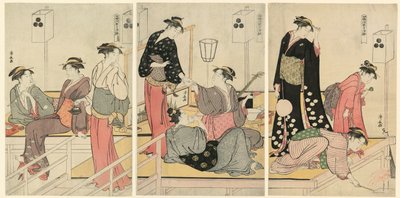 Abkühlung am Abend in Shijogawara von Torii Kiyonaga