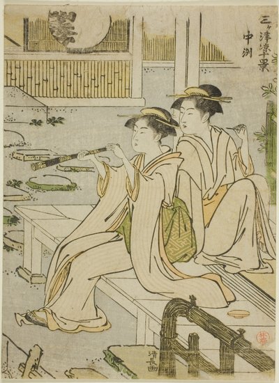 Nakasu, aus der Serie "Zehn Szenen des Genusses der Kühle in den drei Städten" von Torii Kiyonaga