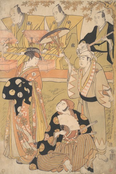 Onoe Matsusuke I als Oiran spricht mit Nakamura Nakazo I als Samurai von Torii Kiyonaga
