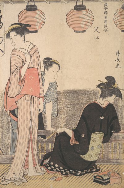 Szene in Nakasu, einem Bezirk von Edo von Torii Kiyonaga