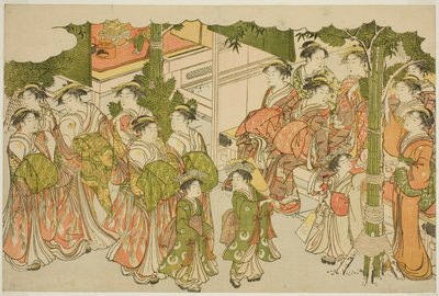 Die ersten Gewänder des neuen Jahres, aus dem illustrierten Buch Farben der dreifachen Morgendämmerung von Torii Kiyonaga