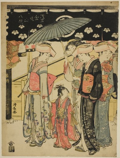 Die Nakamise-Einkaufsstraße, aus der Serie "Acht Bezirke des Kinryuzan-Tempels in Asakusa (Asakusa Kinryuzan hakkei)" von Torii Kiyonaga