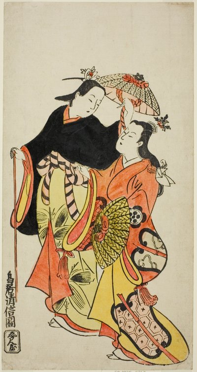 Die Schauspieler Ichikawa Monnosuke I und Dekijima Daisuke II von Torii Kiyonobu II