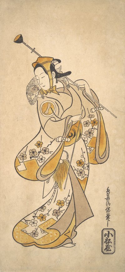 Ichikawa Monnosuke als Sarumawashi oder Affenshowman, ca. 1720-25 von Torii Kiyonobu I