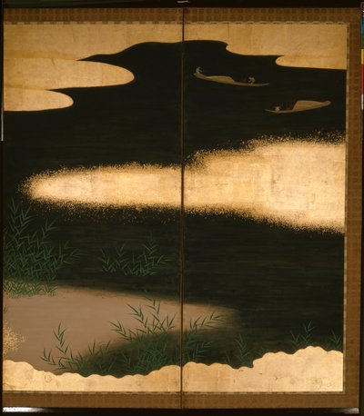 Sechsteilige Leinwand, die Geschichten von Ise darstellt von Tosa Mitsuoki