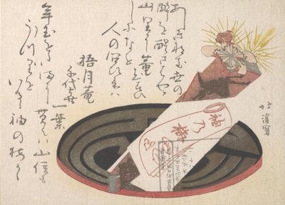 Tablett mit Noshi-Papier Noshi zeigt ein Geschenk an, 1816 von Totoya Hokkei