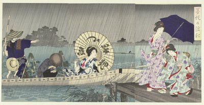 Die Fähre zwischen den Ufern des Sumida von Toyohara Chikanobu