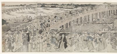 Genießen der Abendbrise an der Ryogoku-Brücke von Toyokuni (II) , Utagawa