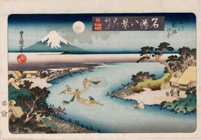Herbstmond, Tama-Fluss, aus der Serie "Acht Ansichten berühmter Orte" von Toyokuni II