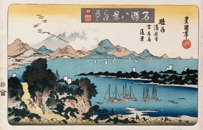 „Herabsteigende Gänse, Miho“ aus der Serie „Acht Ansichten berühmter Orte“ von Toyokuni II