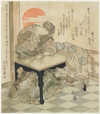 Chinesische Prinzessin an einem Sticktisch, 1828 von Toyota Hokkei
