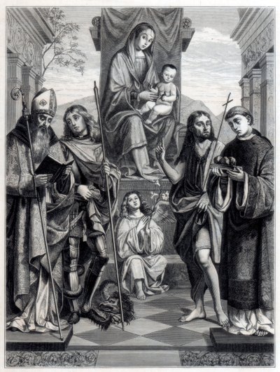 Madonna auf einem Thron sitzend, umgeben von Heiligen, um 1494-1517, 1870 von Trichon