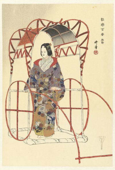 Szene aus dem Noh-Theaterstück Yuya von Tsukioka Kogyo