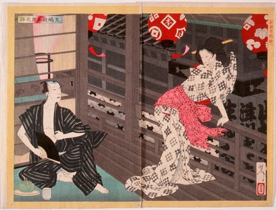 Lady Ejima und der Schauspieler Ikushima Shingorō von Tsukioka Yoshitoshi