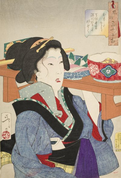 Schwer beladen: Die Art einer Kellnerin in Fukagawa in der Tenpō-Ära von Tsukioka Yoshitoshi