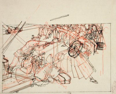 Vorbereitende Zeichnung für eine Buchillustration von Tsukioka Yoshitoshi