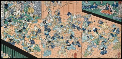 Die Schüler von Uji Jōetsu beim Fechten von Tsukioka Yoshitoshi