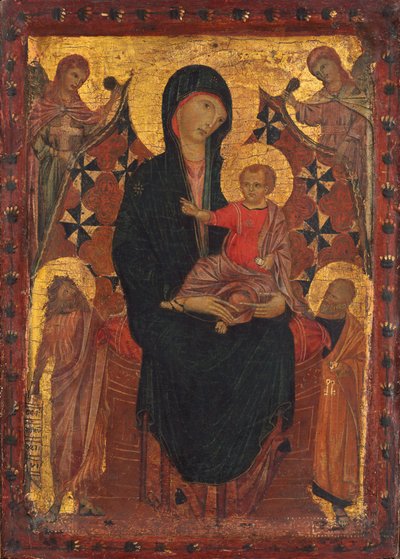 Madonna mit Kind, Johannes dem Täufer, Petrus und zwei Engeln von Tuscan 13th Century