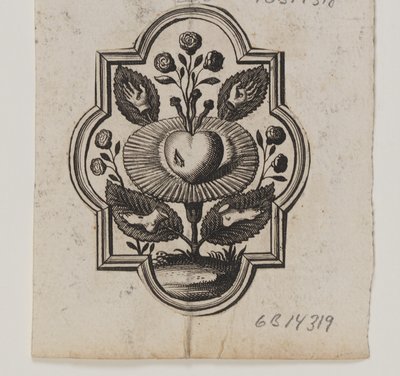 Emblem mit einem von einer Rose durchbohrten Herz von Ubekendt