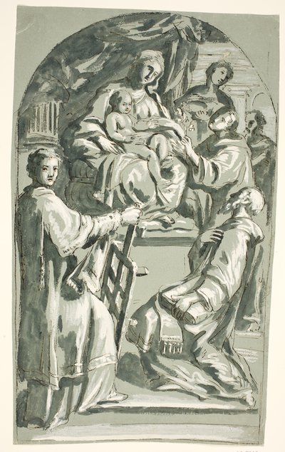 Sacra Conversazione mit den Heiligen Laurentius und Antonius von Padua von Ubekendt Ubekendt