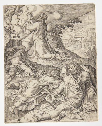 Die Agonie im Garten von Ubekendt efter Dirck Volckertsz. Coornhert efter Maarten van Heemskerck